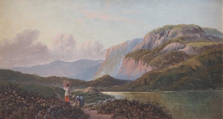 JAMES BARHAM COOK (XIX-XX) "Paesaggio montano". Cm 25,5x45,5. Opera firmata...