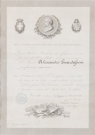 Diploma di Alessandro Guardassoni presso la Regia Accademia Centrale delle...