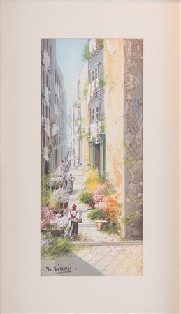 MARIA ADA GIANNI (1873-1956) "Scorcio di borgo". Olio su tela. Cm 42x18....