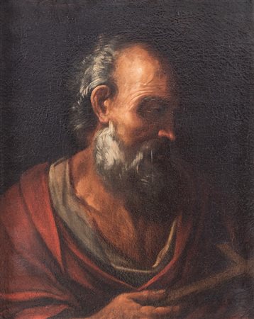 Maestro del XVII secolo. "Santo". Olio su tela. Cm 63x50.