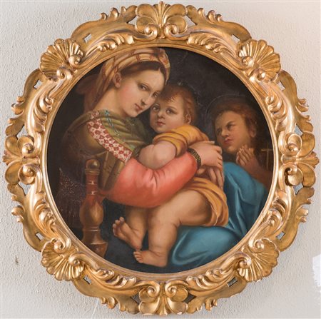 Maestro del XVIII secolo, da Raffaello. "Madonna della seggiola". Tondo ad...