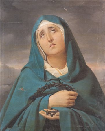 Maestro del XVII secolo. "Madonna". Olio su tela. Cm 62x50.