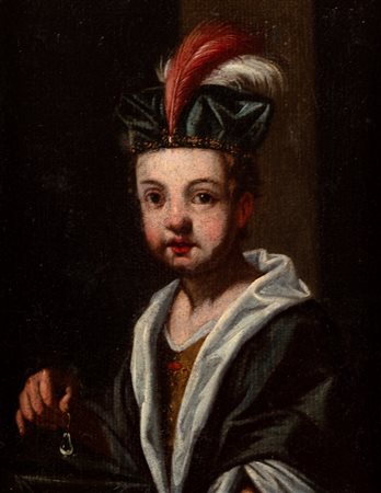 Antonio Mercurio Amorosi (Comunanza 1660-Roma 1738)  - Ragazzo in veste di principe con turbante e perla