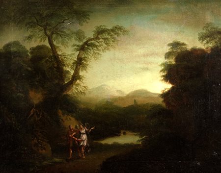 Johan van Haensbergen (Utrecht 1642-L'Aia 1705)  - Paesaggio con Giacobbe e l'Angelo