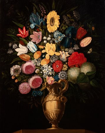 Attribuito al Maestro dei vasi a grottesche - Due nature morte con fiori in un vaso