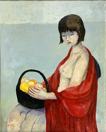 Max Dissar(1908-1993), dipinto ad olio su tela raffigurante nudo di donna “Patricia”,  firmato in basso a sinistra  Max 