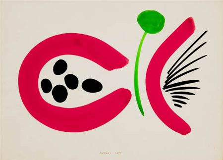 Bruno Munari - Senza titolo - 1951 tempera su carta cm. 25x35 Firma in basso...