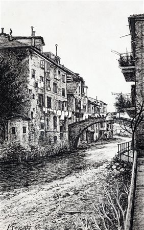 MARIO FOSSATI (1918-1999) - Albisola sup. Ponte sul fiume, 1988