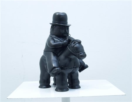 BOTERO FERNANDO (Colombia 1932) "Gordito a caballo" 1986 Bronzo a cera persa...