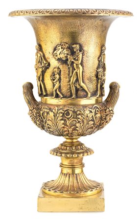 Vaso a cratere in bronzo dorato, Francia, XIX secolo F2, , 37x23