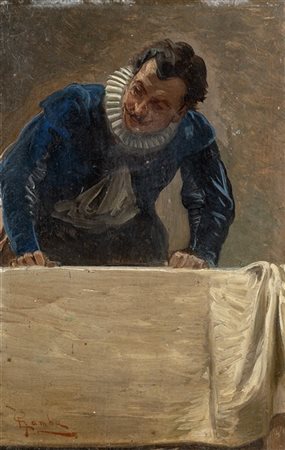 Enrico Gamba "Studio per I funerali di Tiziano" 
olio su tavola (cm 22x13,5)
Fir