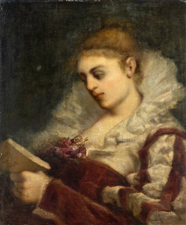 Daniele Ranzoni "Donna che legge" 1862
olio su tela (cm 61,5x50)
Firmato e datat