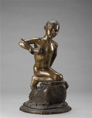 Vincenzo Gemito "Pescatorello" 
scultura in bronzo (h cm 25) 
Firmata alla base;
