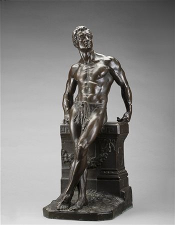 Donato Barcaglia "Il vincitore" 
scultura in bronzo (h cm 63) 
Firmata in basso