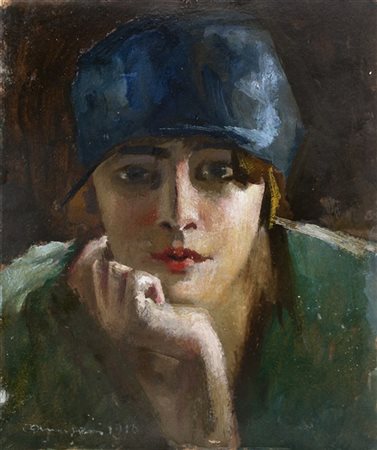 Giuseppe Amisani "La ragazza" 1916
olio su cartone (cm 33x27)
Firmato e datato i