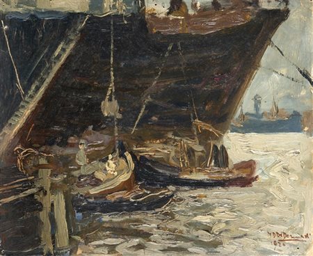 Domenico De Bernardi "Carico della zavorra alla Giudecca" Venezia, 1920
olio su