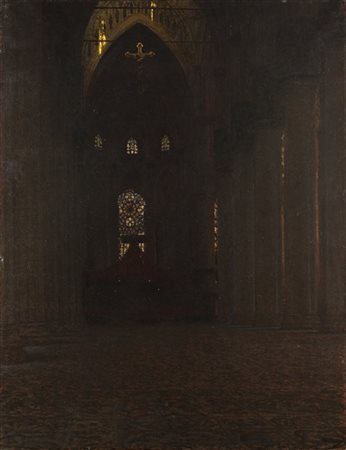 Giorgio Belloni "Trittico del Duomo 1" 
olio su tela (cm 131x101) 
Firmato e dat