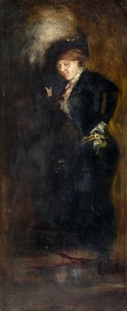 Guido Caprotti Pachetti "Ritratto femminile" 1910
olio su tela (cm 70x30)
Firmat