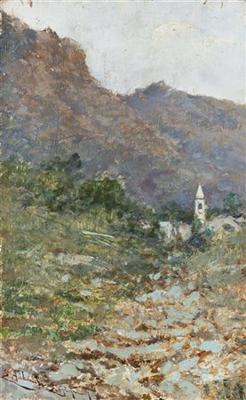 Eugenio Gignous "Sant'Albano" 
olio su tavola (cm 30x18)
Firmato e locato in bas