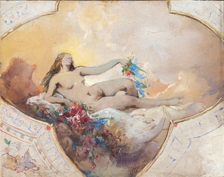 Gerolamo Induno "Flora" 1865
tempera su carta applicata a compensato (cm 16,5x20