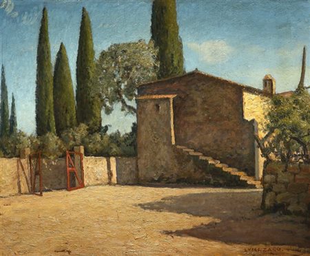 Luigi Zago "San Vigilio sul Garda" 
olio su compensato (cm 80x100)
Firmato in ba