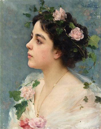 Federico Andreotti "Flora" 
olio su tela (cm 47x36)
Firmato in alto a destra
In