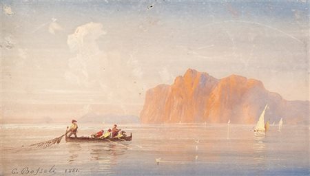 Carlo Bossoli "Pescatori" 1861
tempera su cartoncino (cm 10x16,5)
Firmato e data