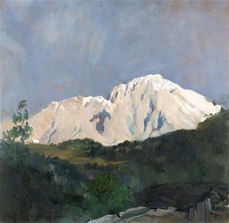 Ambrogio Antonio Alciati "Courmayeur, effetto di sole" 
olio su tavola (cm 60x61