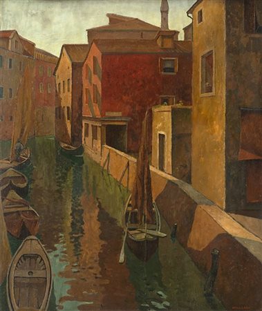 Luigi Zago "Canale San Daniele, Venezia" 
olio su compensato (cm 120x101)
Firmat