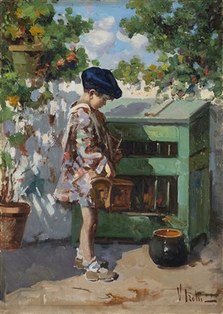 Vincenzo Irolli "Il doposcuola" 
olio su tela (cm 70x50)
Firmato in basso a dest