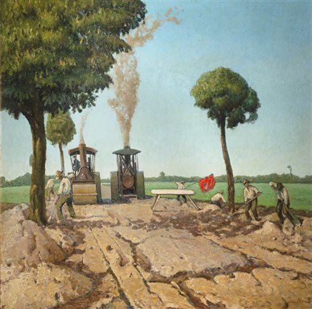 Luigi Zago "Nuove strade d'Italia" VIII
olio su compensato (cm 126x126)
Firmato