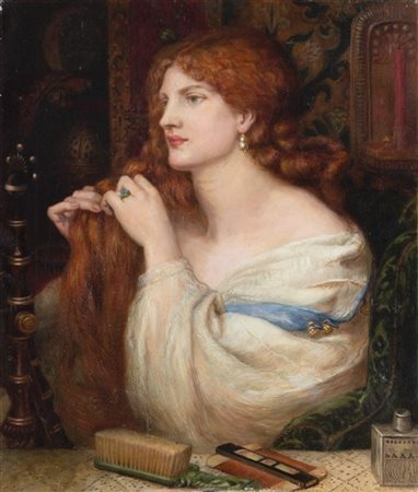 Scuola di Dante Gabriel Rossetti (Londra 1828 - Birchington-on-Sea 1882) 

"Aur