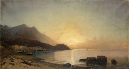 Hermann David Salomon Corrodi "Capri, Marina Grande con Anacapri e Ischia sullo