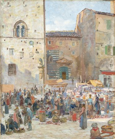 Francesco Gioli "Mercato" ottobre '97
olio su tela (cm 57,7x45)
Firmato, datato