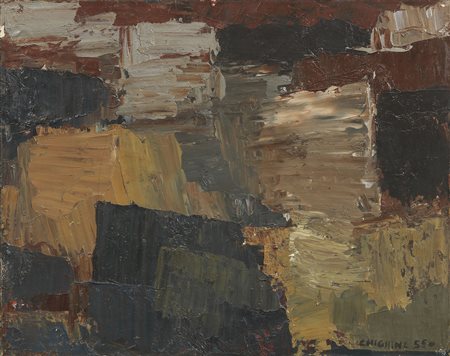 Alfredo Chighine, Paesaggio rosa e bruno, 1955