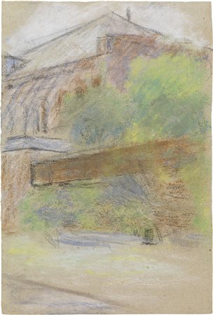 Michel Larionov, Paesaggio con casa e figura evanescente, 1903-04