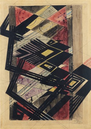 LUIGI SPAZZAPAN<BR>Gradisca d'Isonzo (GO) 1889 - 1958 Torino<BR>"Intersezione (Composizione geometrica verticale)" 1946