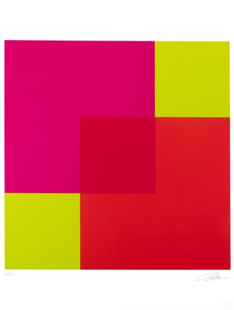 Richard Paul Lohse (Zurigo 1902-1988)  - Composizione in rosso, rosa e verde