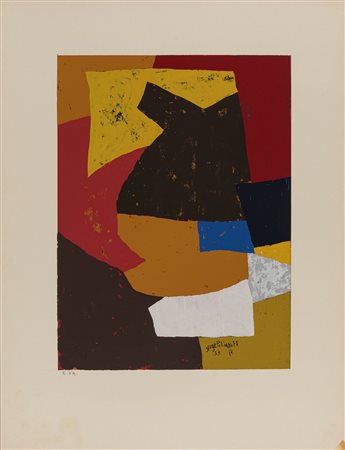 Serge Poliakoff (1900-1969)  - Composizione nero, ocra, bianco e rosso, 1953