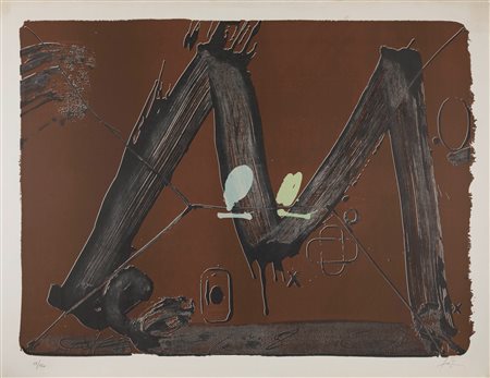 Antoni Tapies (Barcellona 1923-2012)  - Grand M avec taches , 1980