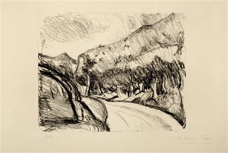 Arturo Tosi (Busto Arsizio 1871-Milano 1956)  - Paesaggio, (1950)