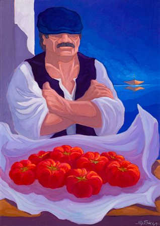 GUGLIELMO SIEGA (1935-2015) - Uomo con pomodori