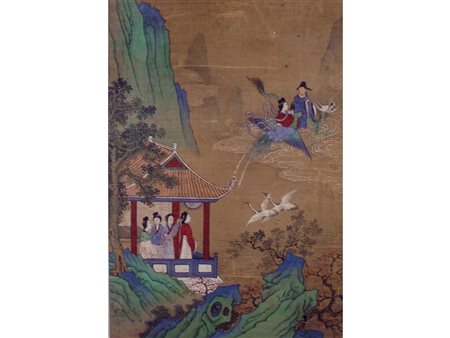 Cina XX secolo Le nozze Tempera su seta Misure 56x38 cm