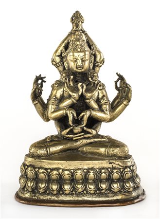 Manjushri Namasangiti in bronzo con argento, Nepal, XVIII secolo il...