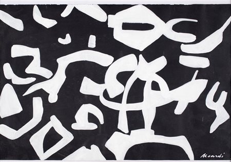 Carla Accardi, Bianco nero, 1991 Tempera su carta cm 32,5x50 Firma in basso a...