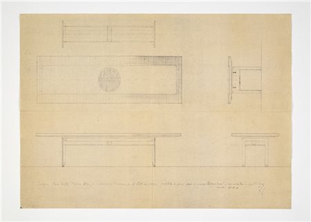 Carlo Scarpa "Disegno d'insieme per il tavolo da pranzo"
Disegno tecnico in proi