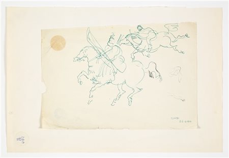 Tomaso Buzzi "Cavalieri"
Disegno a mano libera. Tokio, 06.04.1954. Inchiostro ve