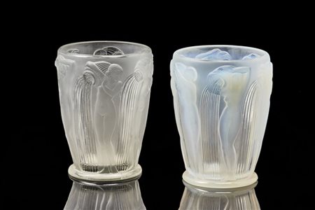 René Lalique Lotto composto da due vasi modello "Danaïdes". Esecuzione Lalique,