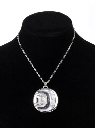 Girocollo pendente in argento con madreperla e diamanti - manifattura DAMIANI