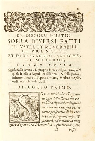 Paruta, Paolo - Discorsi politici [...] ne i quali si considerano diversi fatti illustri, e memorabili di principi, e di republiche antiche, e moderne. Divisi in due libri. Aggiontovi nel fine un suo Soliloquio